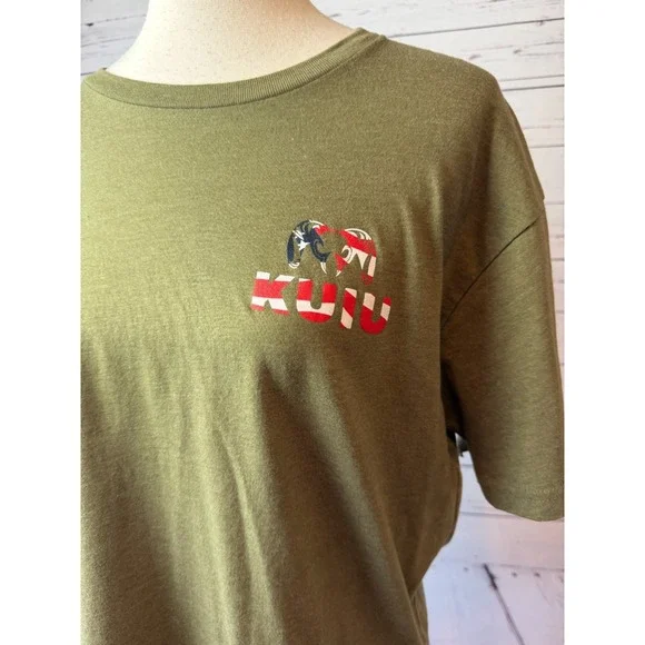 KUIU Shirt Mens Large USA Flag Ram Short Sleeve Hunting T-Shirt Graphic Tee - Picture 4 of 5